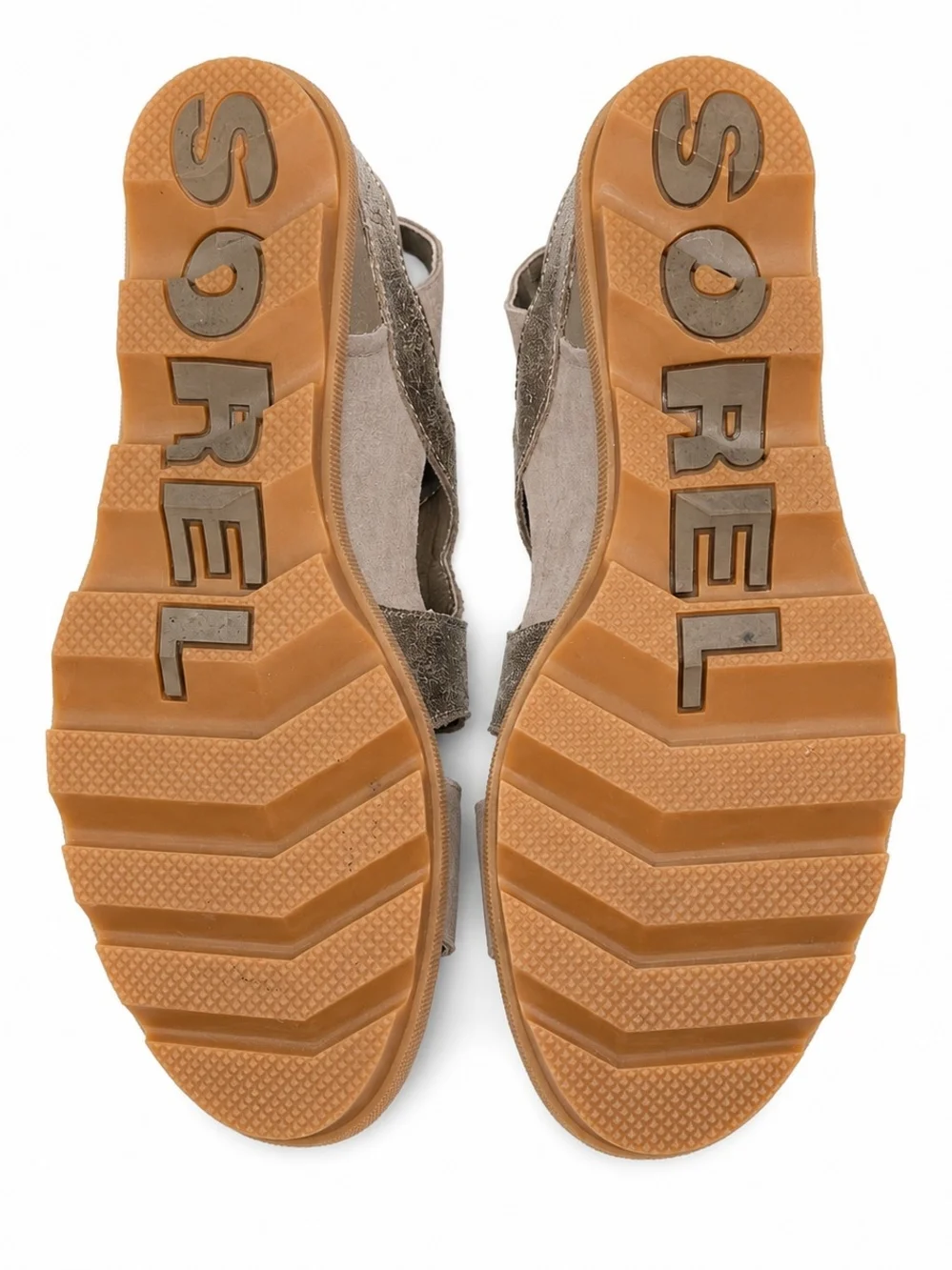 Sorel Joanie II Lace Wedge Sandals Womens‎ 10 Taupe Metallic Leather Platform